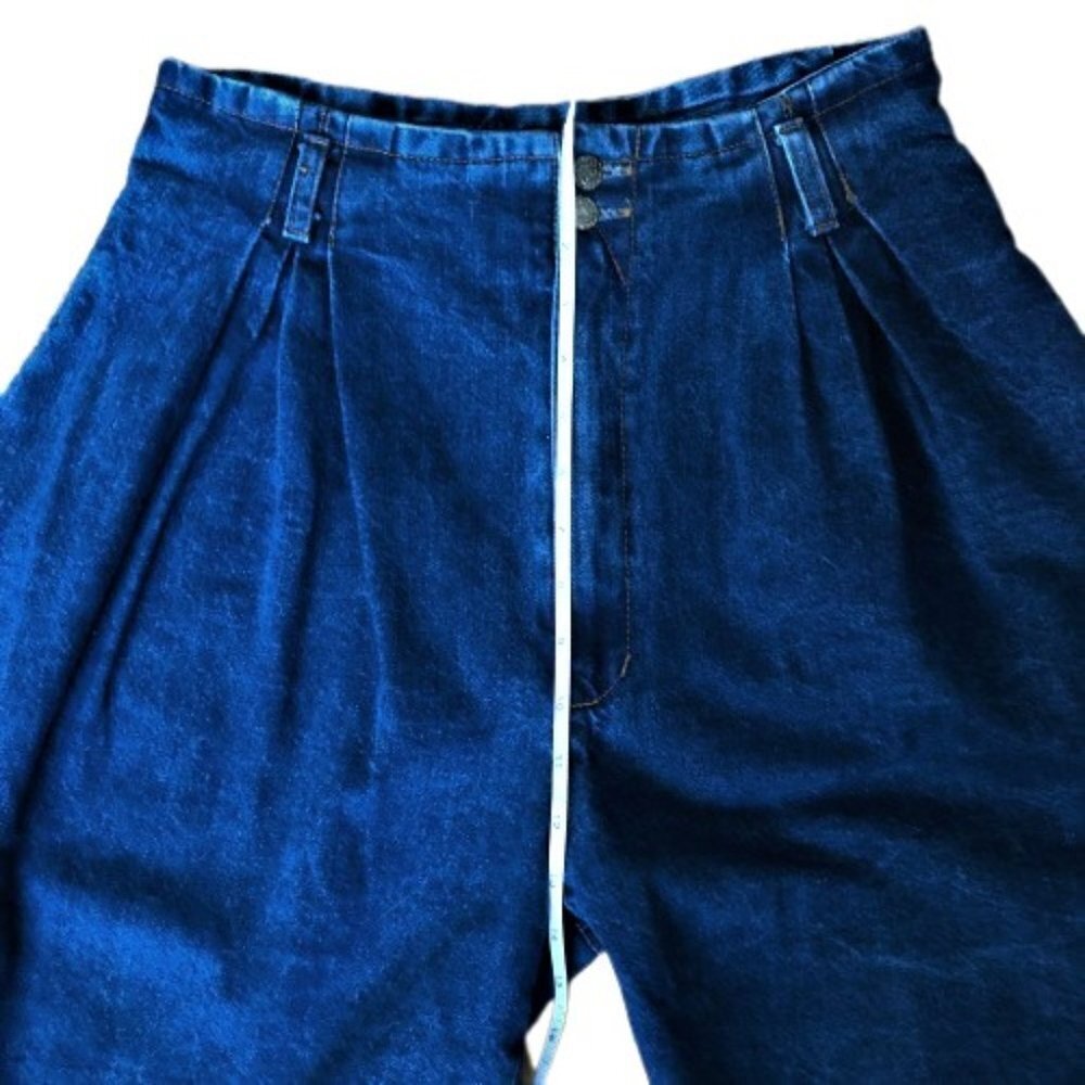Vintage 90s very high waist baggie studs & zippers embelished denim jeans pants - Picture 7 of 16